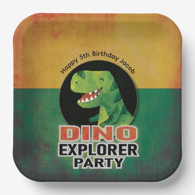 Dinosaur Dino Explorer Geburtstagsfeier Pappteller (Vorderseite)