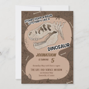 Dinosaur Dino Fossil Geburtstagsparty Einladung