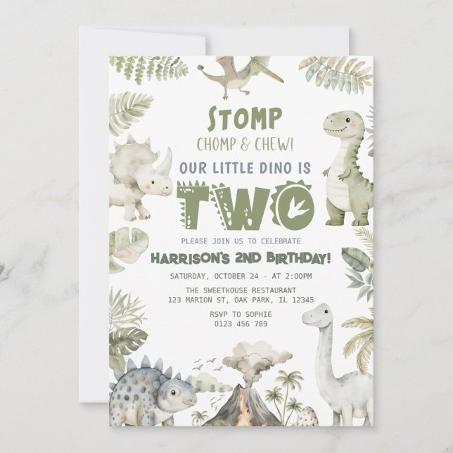 Dinosaur Dino Geburtstagsparty Einladung (Vorderseite)