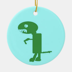 Dinosaur Dino, Green Blue Digital Kids Art Keramikornament