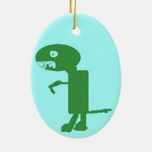 Dinosaur Dino, Green Blue Digital Kids Art Keramikornament