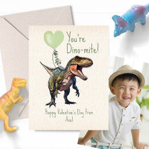 Dinosaur Dino-mite Green Classroom Valentine Foto Postkarte