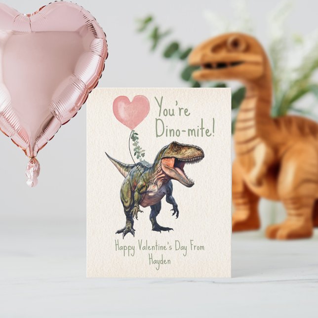 Dinosaur Dino-mite Klassenzimmer Valentine Postkarte (Von Creator hochgeladen)