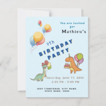 Dinosaur Dino-Party Kinder Geburtstag blau lustig