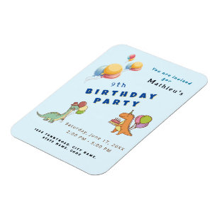 Dinosaur Dino-Party Kinder Geburtstag blau lustig Magnet