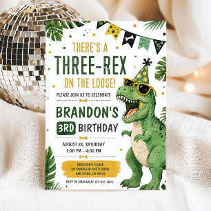 Dinosaur Drei Rex 3. Geburtstagseinladung Einladung