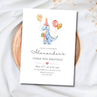 Dinosaur Drei Rex Geburtstag Minimalist Dino Junge Einladung