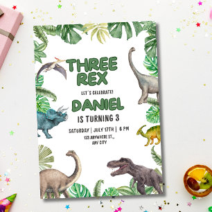 Dinosaur Drei Rex Geburtstagseinladung T Rex Party Einladung