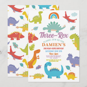 Dinosaur Drei Rex Süße Jungen Party Einladung