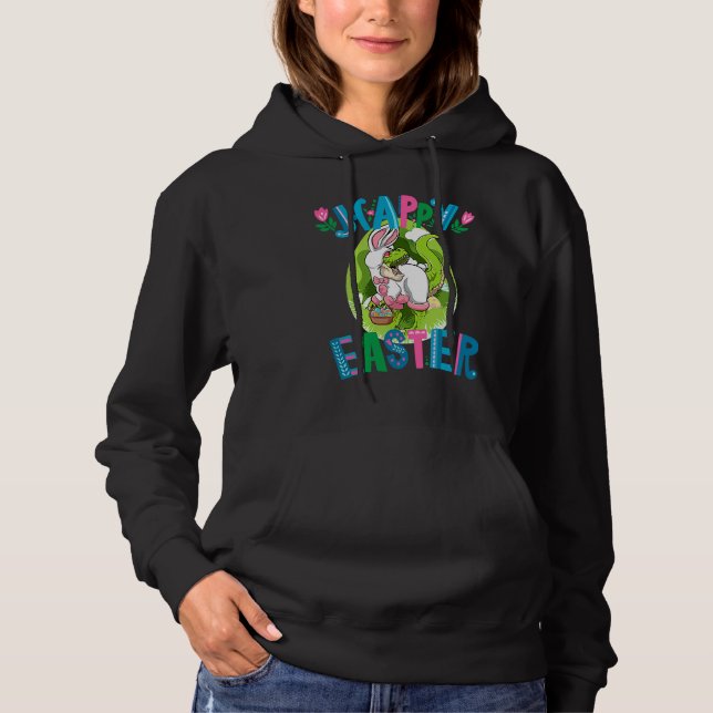 Dinosaur Easter Basket With Eggs Happy Easter  1 Hoodie (Vorderseite)