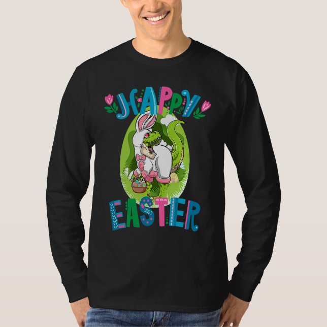 Dinosaur Easter Basket With Eggs Happy Easter  1 T-Shirt (Vorderseite)