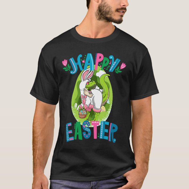 Dinosaur Easter Basket With Eggs Happy Easter  1 T-Shirt (Vorderseite)