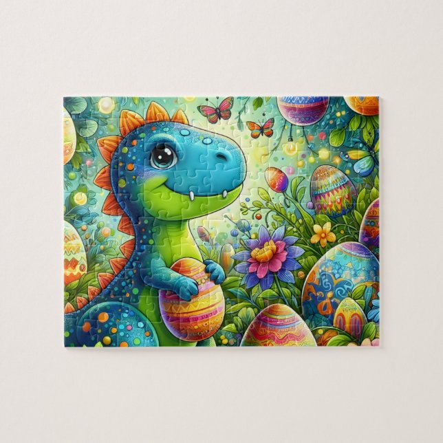 Dinosaur Easter Egg Garden Puzzle (Horizontal)