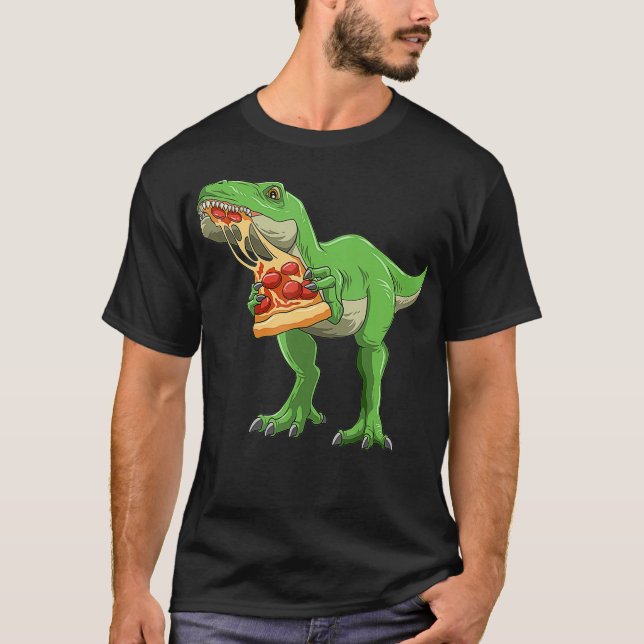 Dinosaur Eating Pizza T-Rex Pizza Lovers T-Shirt (Vorderseite)