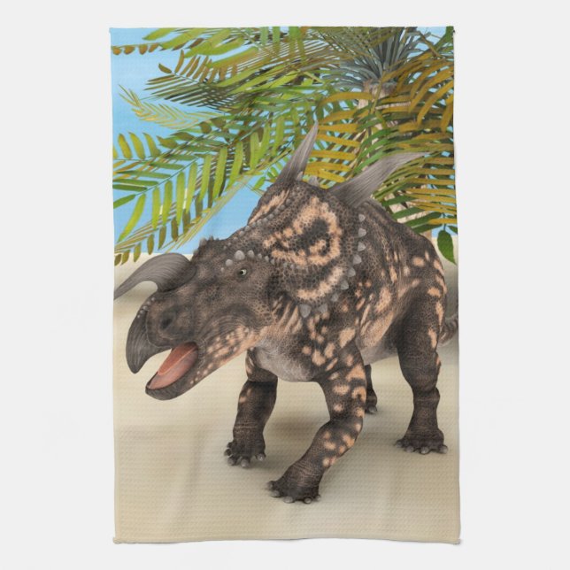 Dinosaur Einiosaurus Geschirrtuch (Vertikal)
