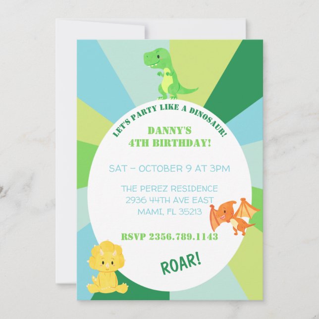 DINOSAUR-EINLADUNG EINLADUNG (Vorderseite)