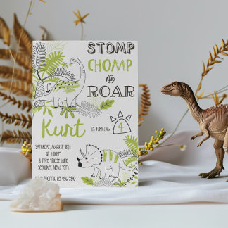 Dinosaur Einladung zum Geburtstag, Stomps Chomp Ro