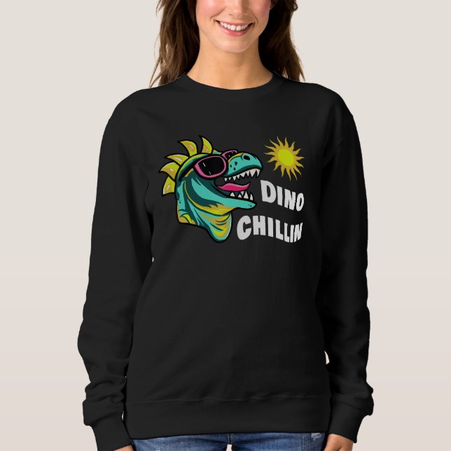 Dinosaur Enjoying The Sunshine In Sunglasses Fun R Sweatshirt (Vorderseite)