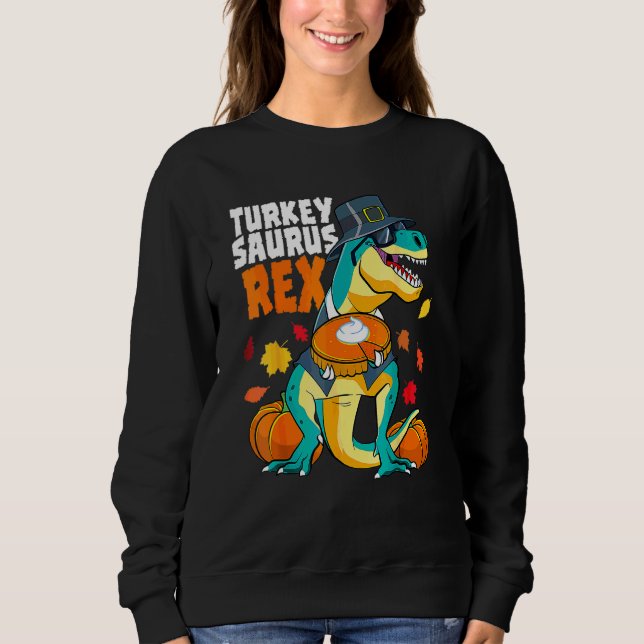 Dinosaur Erntedankfest Jungen Truthahn Saurus Rex  Sweatshirt (Vorderseite)