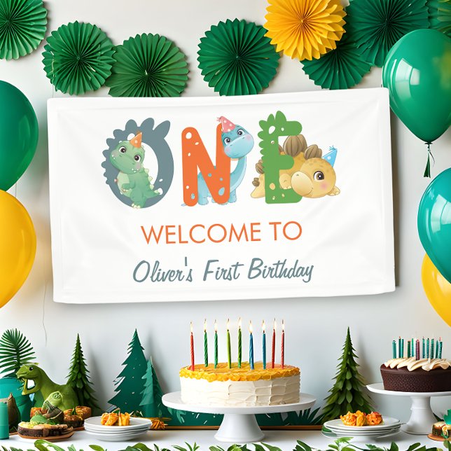 Dinosaur erste Geburtstagsparty Willkommen Banner (Von Creator hochgeladen)