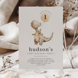 Dinosaur Erster Geburtstag Einladung Ballon