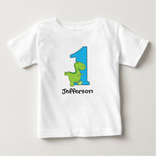 Dinosaur Erstes Geburtstags-T-Shirt Personalisiert Baby T-shirt