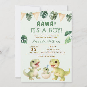 Dinosaur Es ist ein Junge Dinosaurier-Baby-Party Einladung
