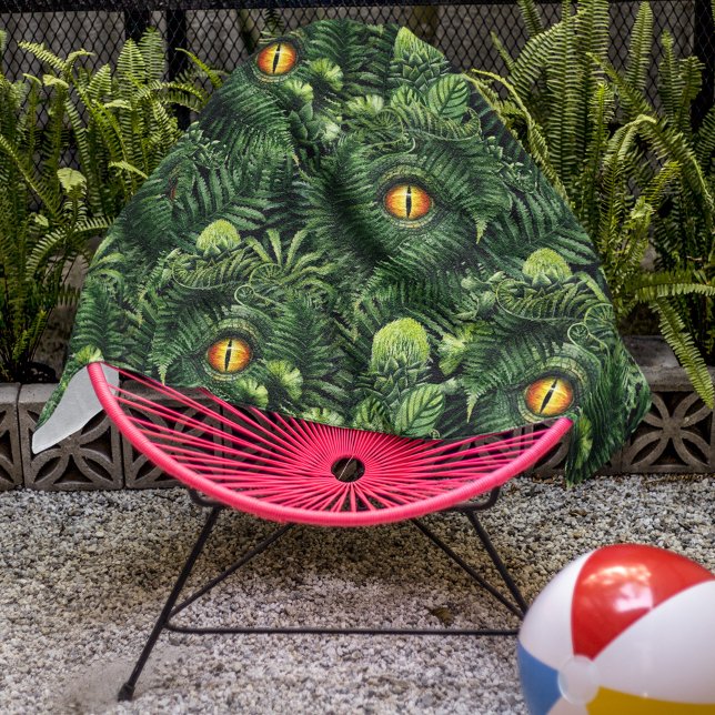 Dinosaur Eyes Green Plants Ancient Creature Art Strandtuch (Von Creator hochgeladen)