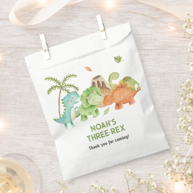 Dinosaur Favor Bags Boy Birthday Trex Triceratops Geschenktütchen (Ausgeschnitten)