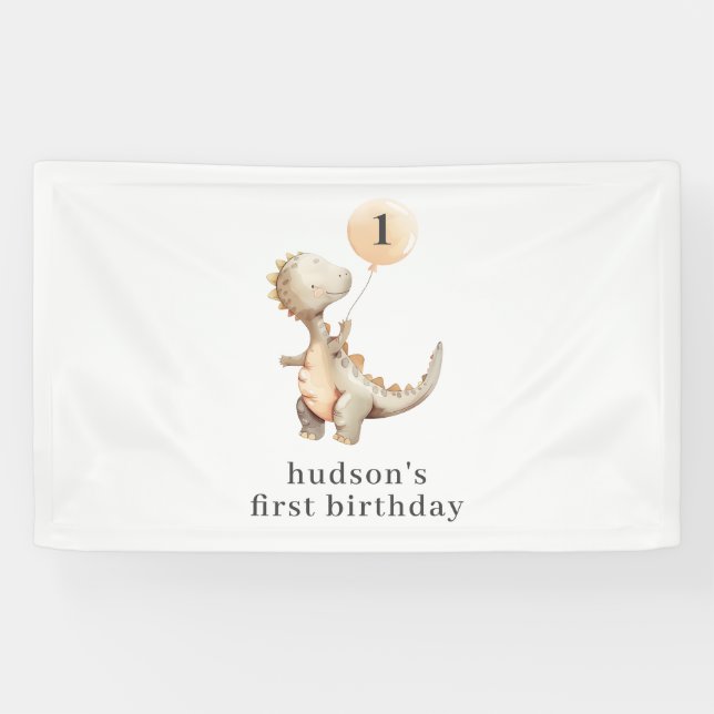 Dinosaur First Birthday Balloon Banner (Horizontal)