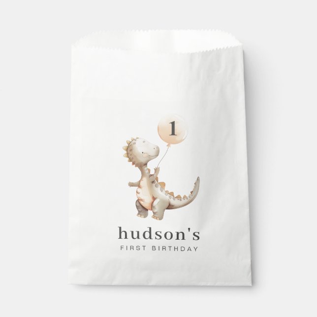 Dinosaur First Birthday Balloon Geschenktütchen (Vorderseite)
