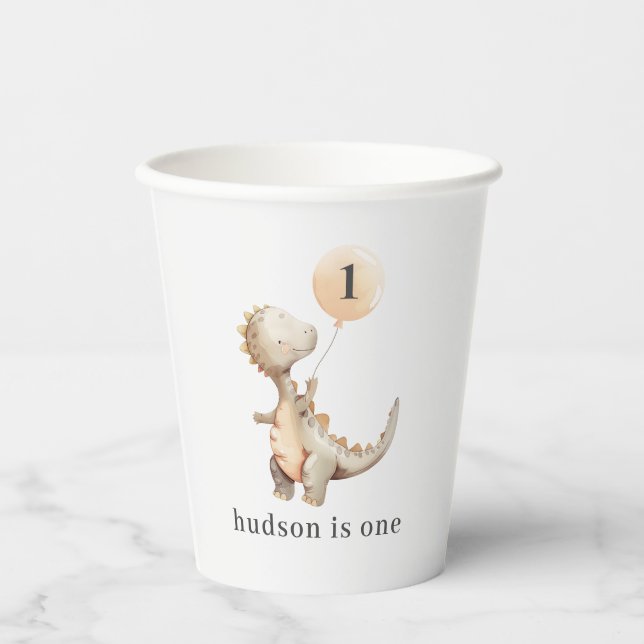 Dinosaur First Birthday Balloon Pappbecher (Vorderseite)