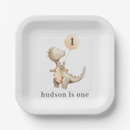 Dinosaur First Birthday Balloon Pappteller