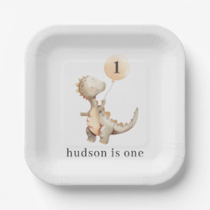 Dinosaur First Birthday Balloon Pappteller
