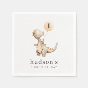 Dinosaur First Birthday Balloon Serviette
