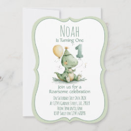 Dinosaur First Birthday Invitation Einladung