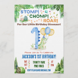 Dinosaur First Birthday Party Invitation Einladung