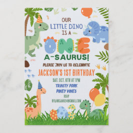 Dinosaur First Birthday Party Invitation Einladung