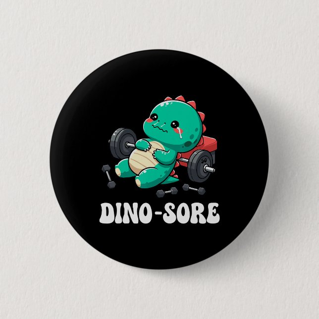 Dinosaur Fitnessstudio Workout Fitness Gewichte He Button (Vorderseite)