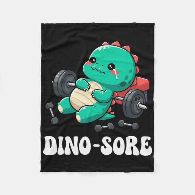 Dinosaur Fitnessstudio Workout Fitness Gewichte He Fleecedecke (Vorderseite)