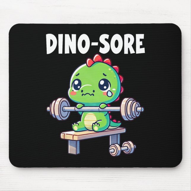 Dinosaur Fitnessstudio Workout Fitness Gewichte He Mousepad (Vorne)