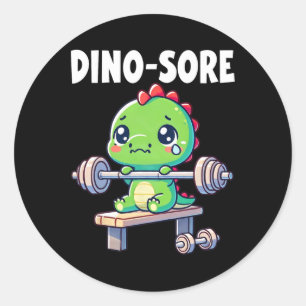 Dinosaur Fitnessstudio Workout Fitness Gewichte He Runder Aufkleber