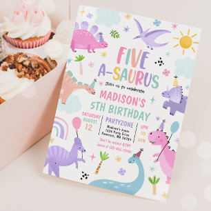 Dinosaur Five-A-Saurus 5. Geburtstagspartei Einladung