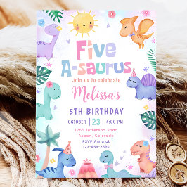 Dinosaur Five-A-Saurus 5. Geburtstagspartei Einladung