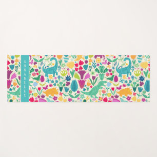 Dinosaur Floral Folk Silhouetten Schöne Girls Yogamatte