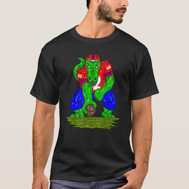 Dinosaur Football Center Rex Dino Football T-Shirt (Vorderseite)