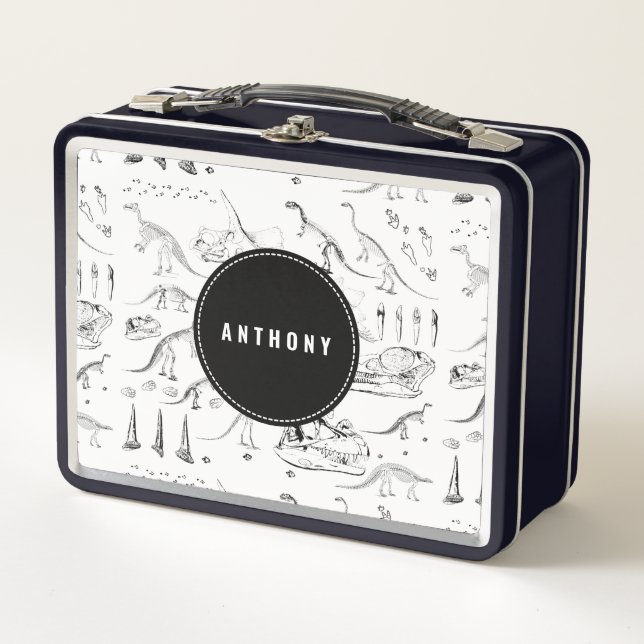 Dinosaur Fossil Bones Individuelle Name School Metall Brotdose (Vorderseite)