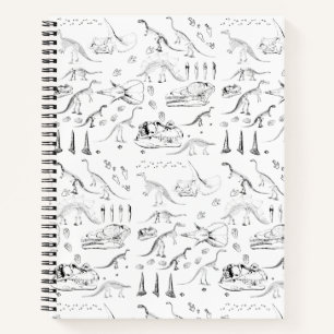 Dinosaur Fossil Bones Pattern Notizbuch