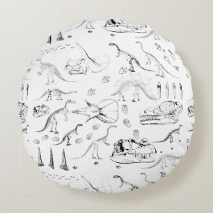 Dinosaur Fossil Bones Pattern Rundes Kissen