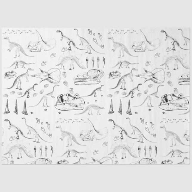 Dinosaur Fossil Bones Pattern Seidenpapier (Vorderseite)